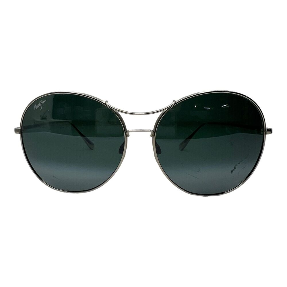 Maui Jim MJ 547-17 New Silver/ Green Polarized Sunglasses 61mm with defect 4384